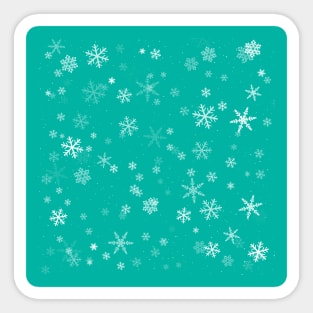 Green and White Snowflake Winter Pattern Sticker